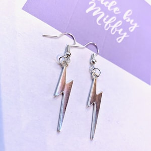 Lightning Bolt Earrings | Handmade Earrings | Cute Dangle & Drop Earrings | Sterling Silver plated Earrings