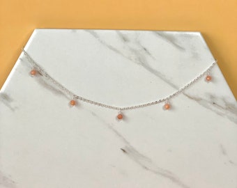 Handmade Gold or Silver Sunstone Droplet Necklace