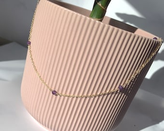 Collar espaciador de amatista de oro o plata hecho a mano