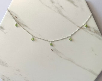 Handmade Gold or Silver Peridot Droplet Necklace
