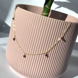 Handmade Gold or Silver Garnet Droplet Necklace