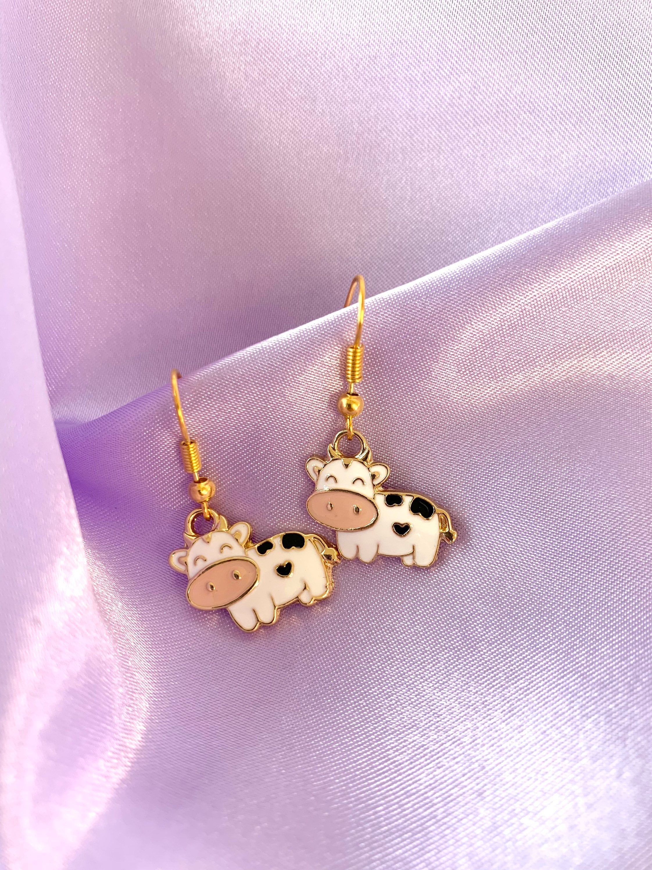 Cow Earrings Handmade Earrings Cute Dangle & Drop Earrings | Etsy