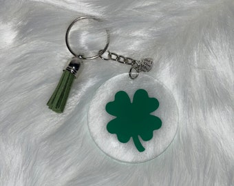 Llavero del Día de San Patricio / Llavero de trébol de cuatro hojas / Llavero personalizado