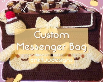 Custom Crochet Messenger Bag | Custom Order | Handmade Bag | Crossbody Bag | Cute Gifts | Cute Purse | Cute Anime Bag | Customizable