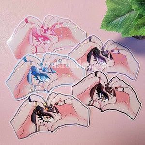 Pretty Anime Girl Eyes Holographic Stickers | Anime Girl Stickers | Anime Stickers | Holographic Anime Stickers | Waterproof