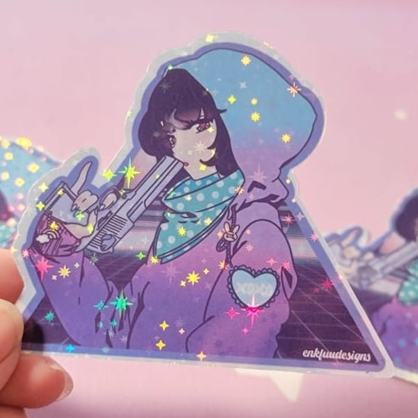 Holographic Sticker Anime Etsy