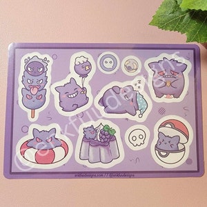 Cute Ghost Poke Sticker Sheet | Cute Sticker Sheets | Anime Sticker Sheets | Cute Poke Stickers | Cute Anime Sticker | Waterproof