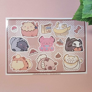 Chonky Dog Poke Sticker Sheet | Cute Sticker Sheets | Anime Sticker Sheets | Cute Poke Stickers | Cute Anime Sticker | Waterproof