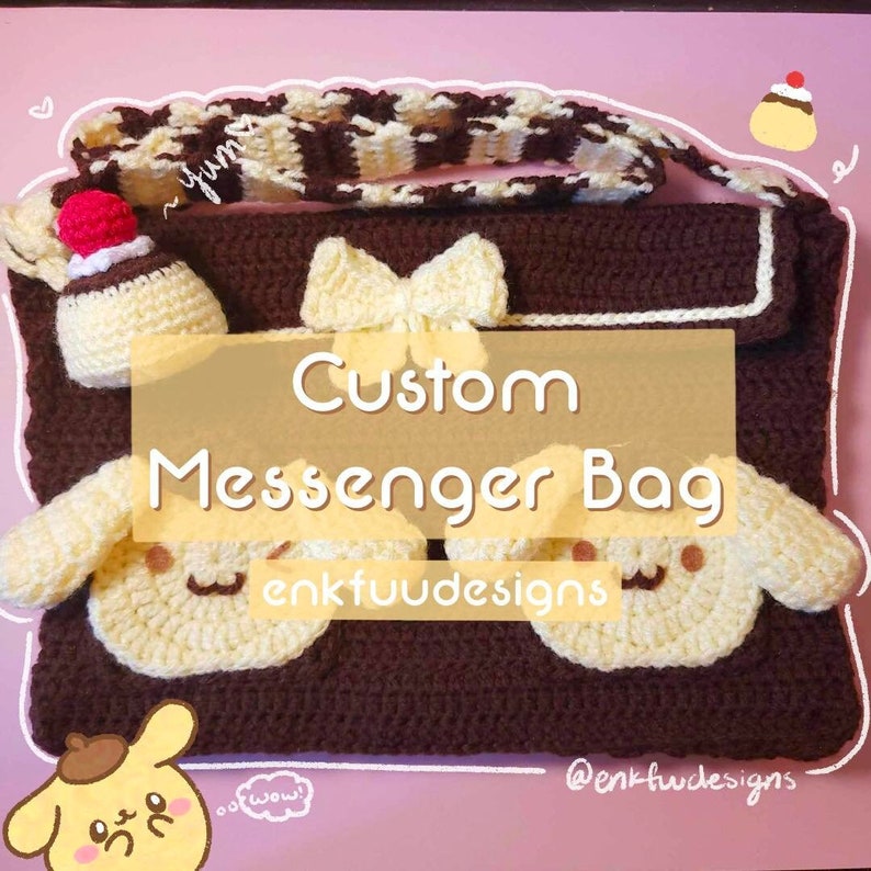 Sac messager personnalisé au crochet Commande personnalisée Sac fait main à bandoulière Cadeaux mignons Sac à main mignon Sac anime mignon Personnalisable image 1