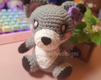 Adoptez-moi ! Peluche grise Felicia le renard | Un seul disponible | Peluche renard mignon | Jolie peluche au crochet | Cadeaux mignons | Peluche faite main