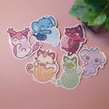 Cute Cats with Yarn Holographic Stickers Vol.1 | Cute Stickers | Gaming Stickers | Cute Anime Stickers | Holographic Stickers | Waterproof