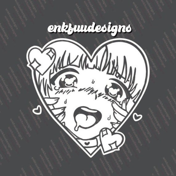 Ahegao Anime Girl Vinyl Decal Window Decals Anime Vinyl Etsy
