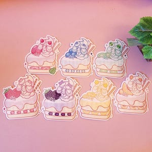 Cute Dessert Poke Holographic Stickers | Cute Stickers | Poke Stickers | Cute Gaming Stickers | Holographic Stickers | Waterproof