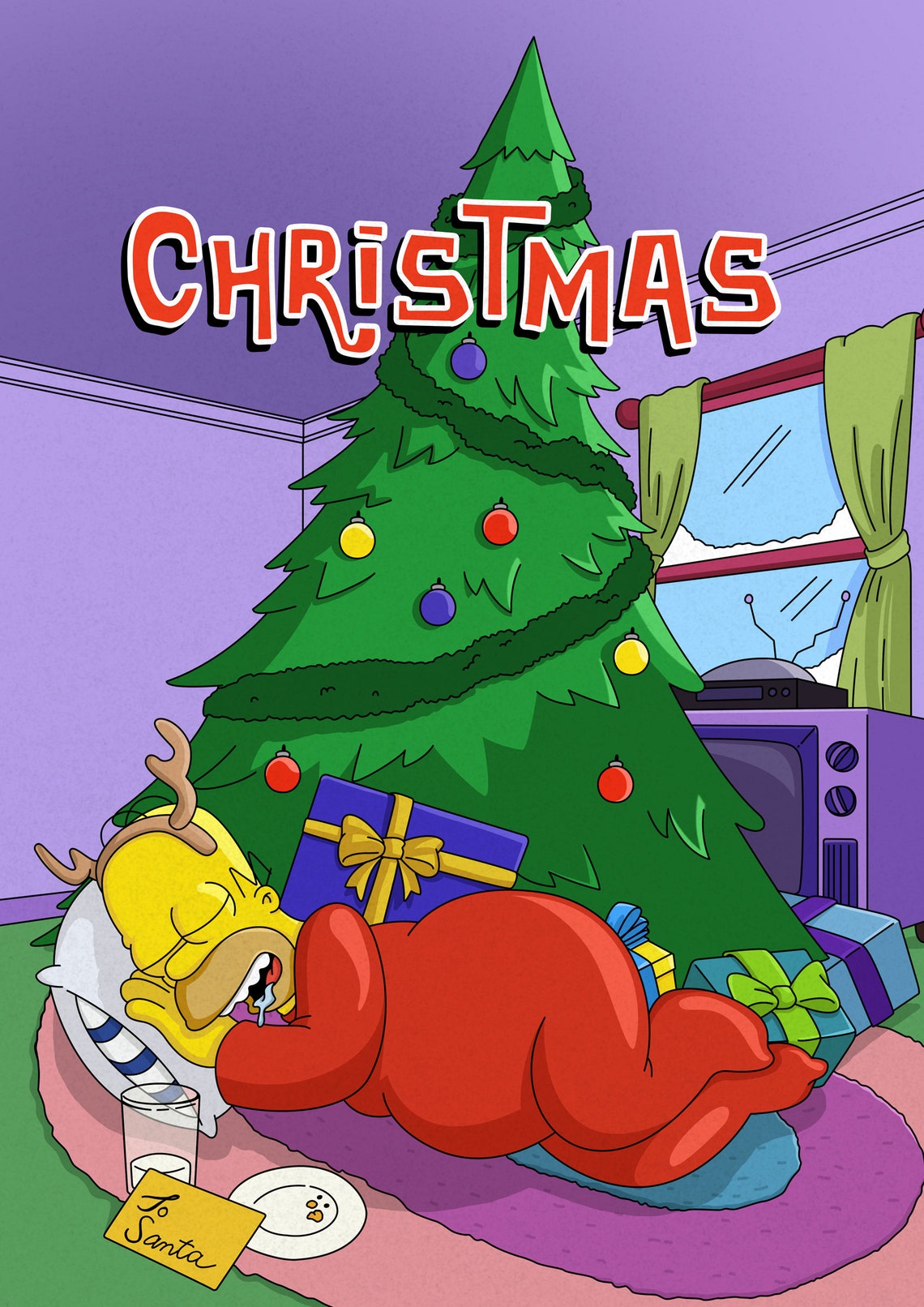 Holiday Simpsons Gift Christmas Simpsons Family Caricature  Etsy