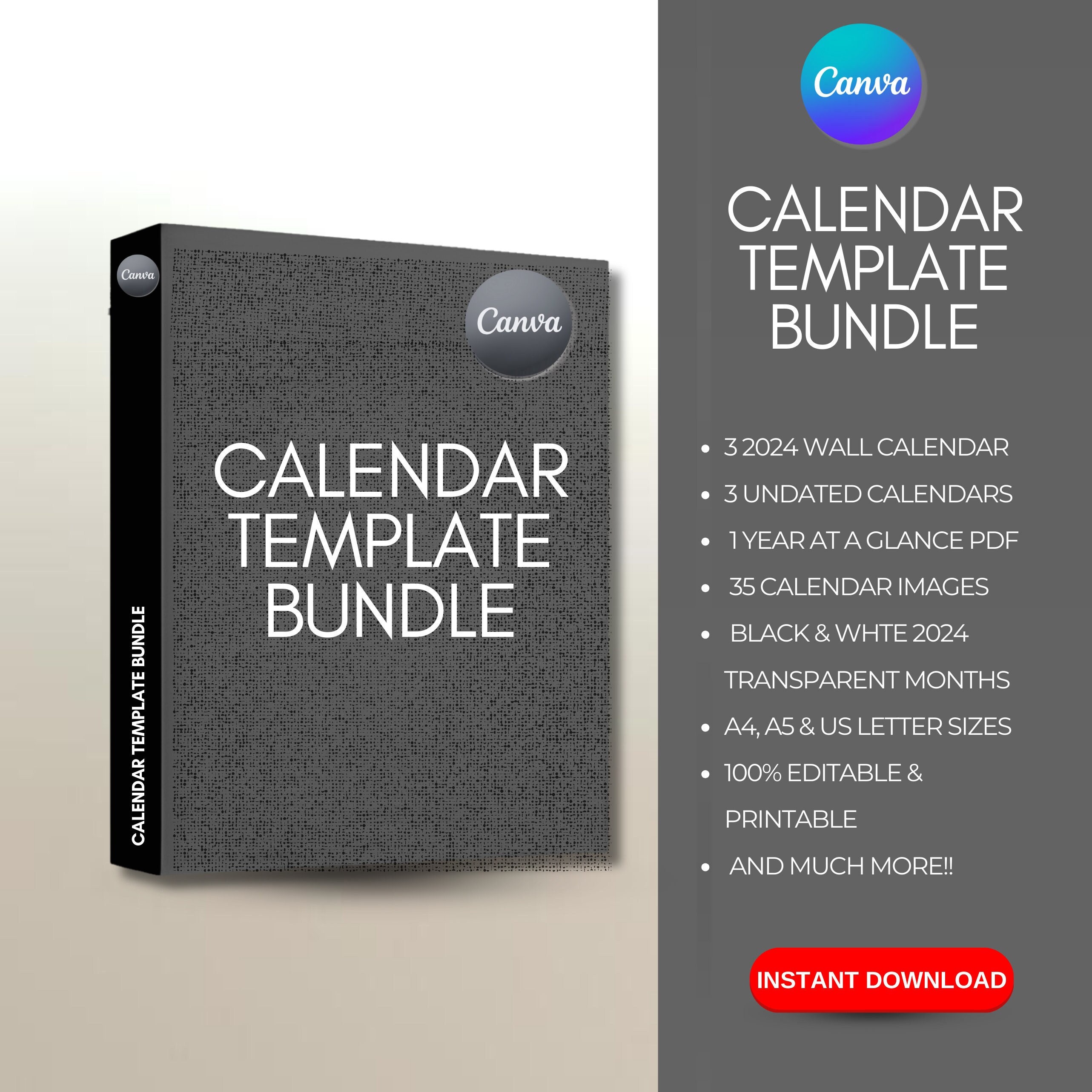 2024 Calendar Mockup Canva 2024 Digital Planner Frame Mockup Bundle - Etsy
