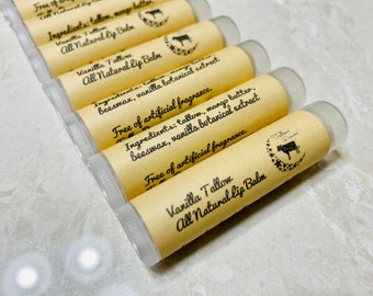 Vanilla Tallow Lip Balm, All Natural, Lip Butter, Tallow Lip Balm, Beeswax Lip Balm