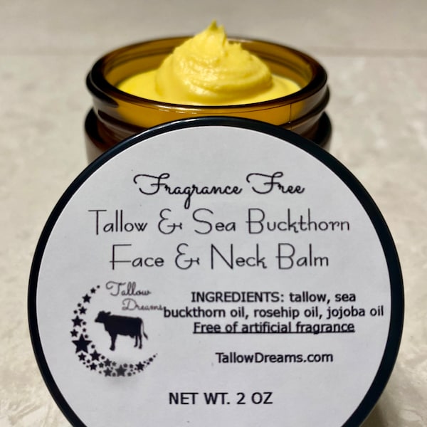 Sea Buckthorn & Rosehip Tallow Face Cream, Fragrance Free Face Cream, Night Cream, Face Cream, Whipped Tallow Face Butter