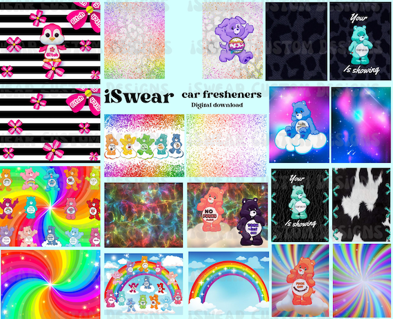 20 Piece Set of Swear Bears Digital Car Freshener Wraps – Hilariously Rude Designs for Sublimation