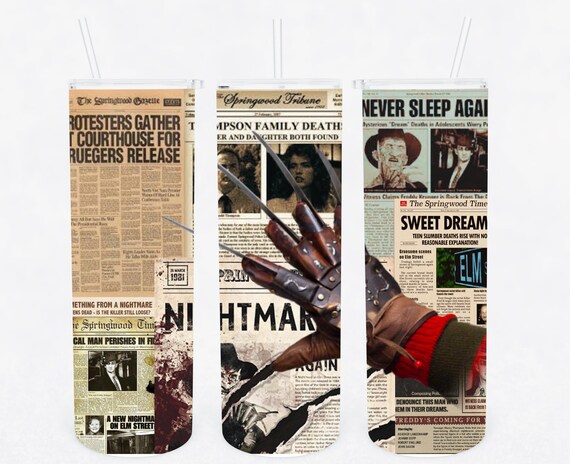 Ready to Press*** Halloween 20 oz sublimation tumbler wrap. Freddy Krueger.