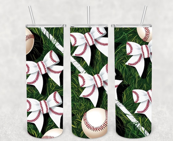 Sports Vibes: Baseball’s and Bows Sublimation Tumbler Wrap