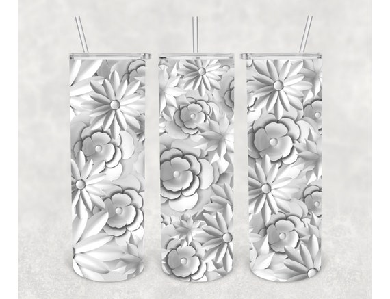 3D Flower Sublimation 20 oz Tumbler Wrap Bundle of 5