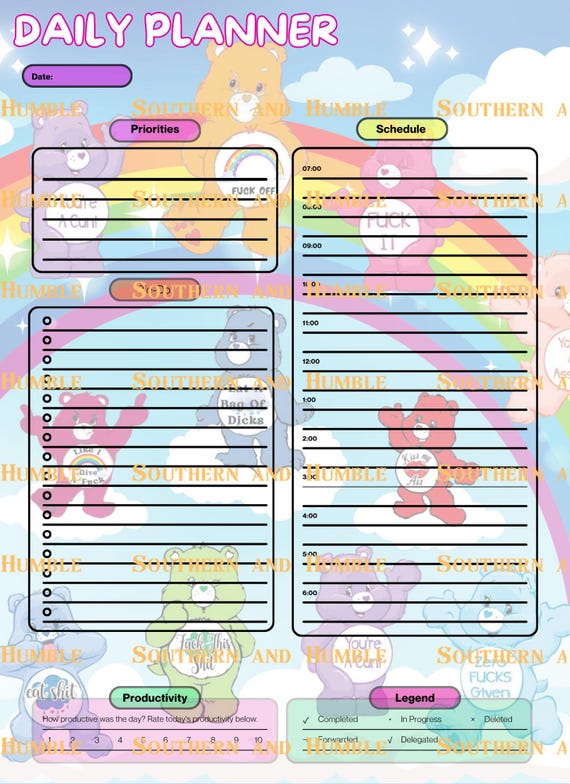 Planners Daily Weekly and Budget with Calendar and Notes Page 5 pages of Bold Sassy Hilariously funny swearing planning Digital Downloads
