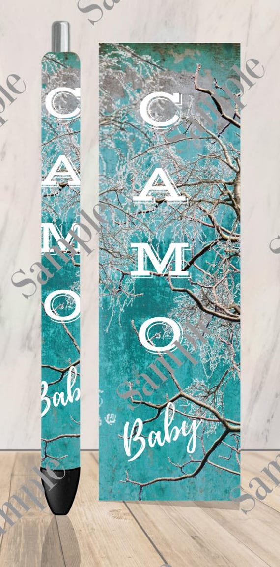 Turquoise and Dark Pink Realistic Camouflage Baby Digital Download Glitter Epoxy Pen Wraps