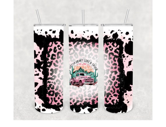 Pink Leopard Cowhide Heart Like a Truck