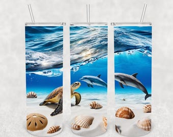 20 oz tumbler beach theme sublimation wrap digital download