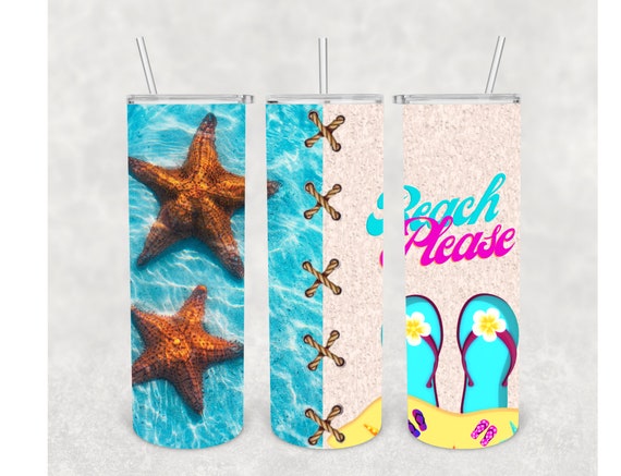 20oz Tumbler Sublimation Wrap Beach Please