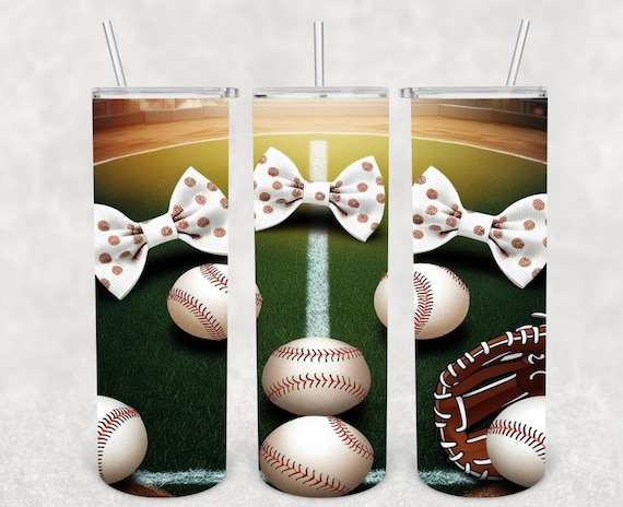 Sports Vibes: Baseball’s and Bows Sublimation Tumbler Wrap