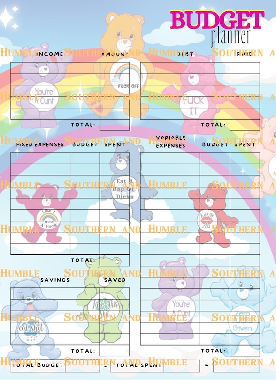 All 5 Planner designs Weekly Daily and Budget Planner with yearly Calendar plus a Notes Page Bold Sassy Hilarious Swearing Digital Download