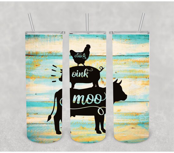 Chicken pig cow stacked rustic background digital download 20 oz tumbler