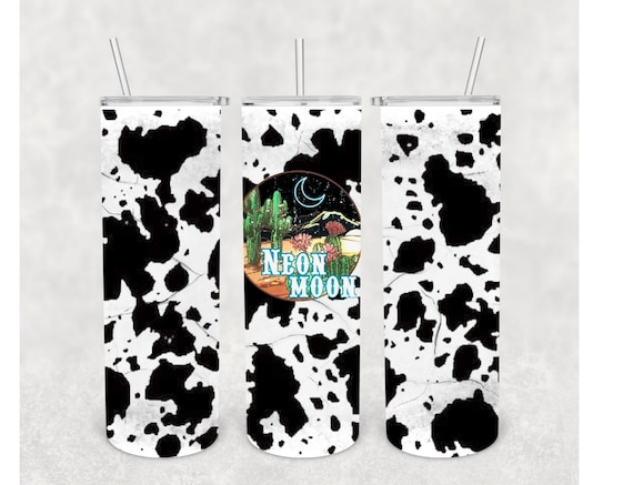 Cow Print Rustic Neon Moon 20oz Tumbler Wrap