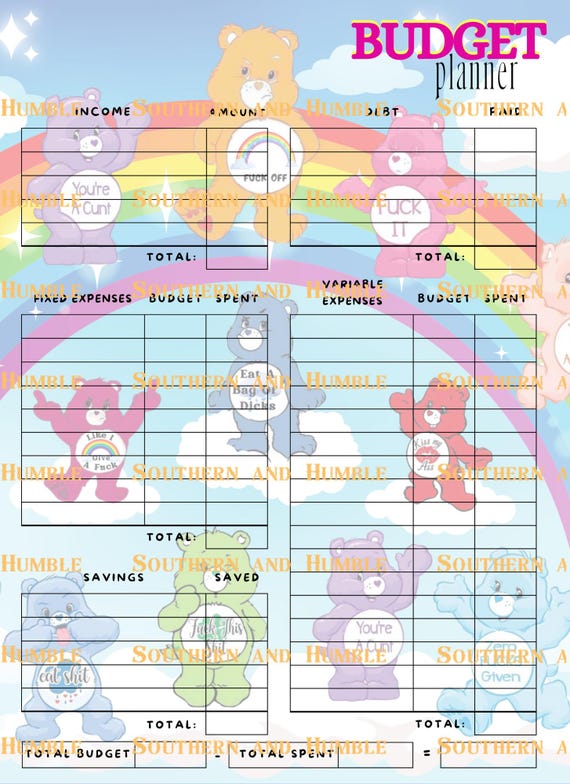 Swear Bears Budget Weekly and Daily Planner with yearly Calendar plus a Notes Page Bold Sassy Hilarious Swearing Digital Download