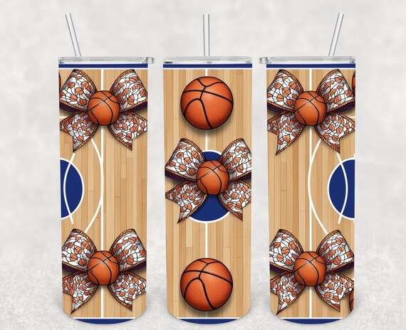 Sports Vibes: Basketball’s and Bows Sublimation Tumbler Wrap
