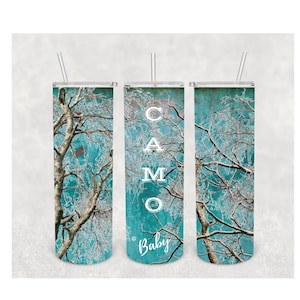 Camo Baby Teal Rustic Fence Camouflaged Outdoor Country Girl 20oz Skinny Tumbler Wraps Digital Downloads
