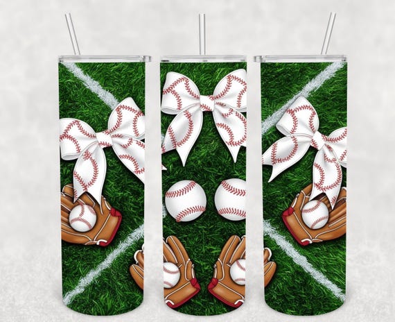 Sports Vibes: Baseball’s and Bows Sublimation Tumbler Wrap