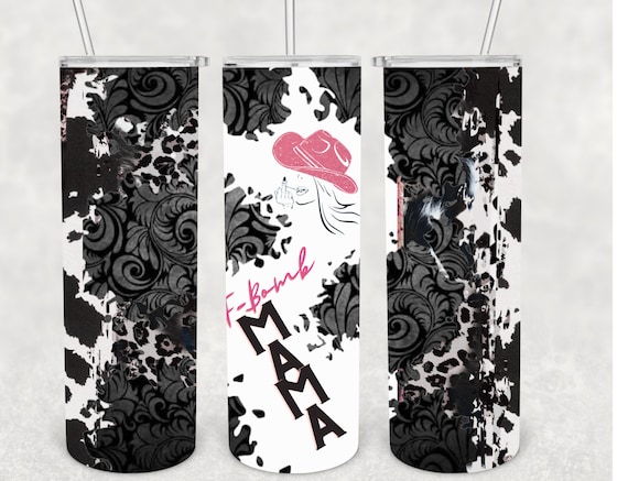 F-Bomb MAMA Rustic Tooled Leather 20oz Tumbler Sublimation Wrap