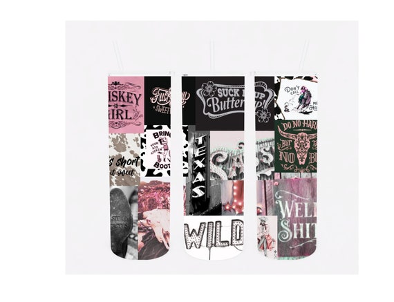Texas Sass Picture Collage Cows, Boots, Do no harm Country Girl 20oz Straight Skinny Tumbler Wrap Digital Download
