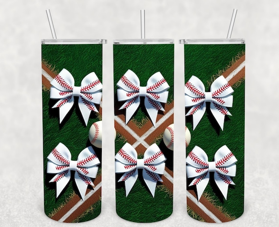 Sports Vibes: Baseball’s and Bows Sublimation Tumbler Wrap