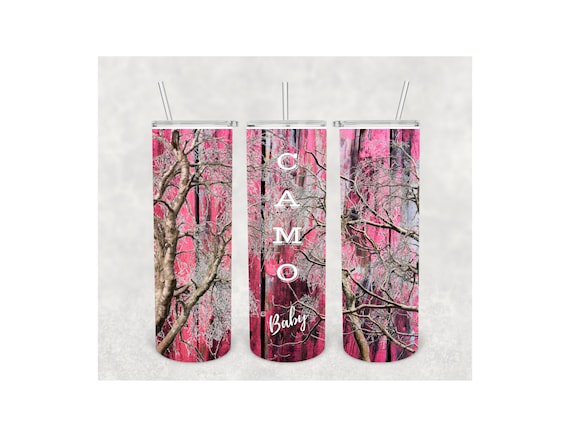 Ready to Press Dark Pink Rustic Fence Camouflaged Outdoor Country Girl 20oz Skinny Tumbler Wraps Digital Downloads