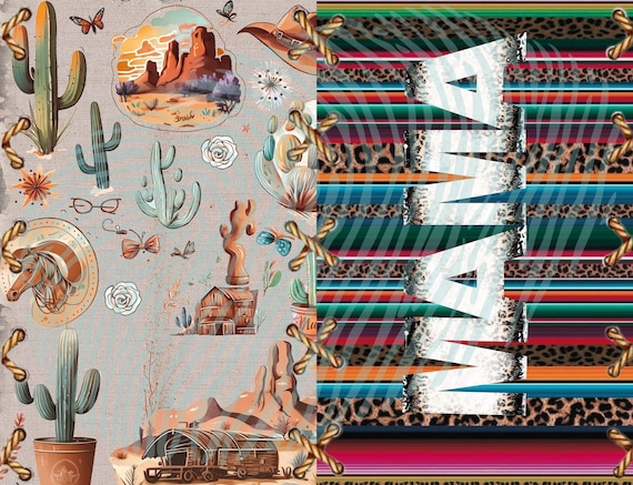 Ready to Press Serape Western cactus Mama 20oz Sublimation Tumbler Wrap