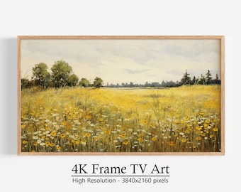 Samsung TV Art Spring Wildflower Field, Flower Meadow, Pintura vintage, Descarga digital