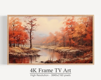 Samsung Frame TV Art, Vintage Autumn Escape, Autumn Landscape Art, Instant Digital Download