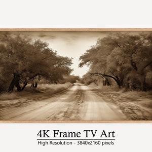 Samsung Frame TV Art Vintage, Rural Dirtroad TV Frame Art, Sepia Rustic Frame TV Art, Instant Download Digital Art