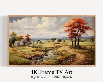 Samsung TV Frame Art Fall Landscape, Vintage Autumn Painting TV Frame Art, Digital Download