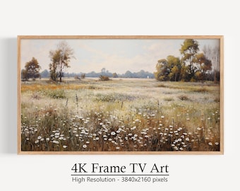 Samsung Frame TV Art Primavera / Campo de flores silvestres / Prado de flores / Pintura vintage / Descarga digital