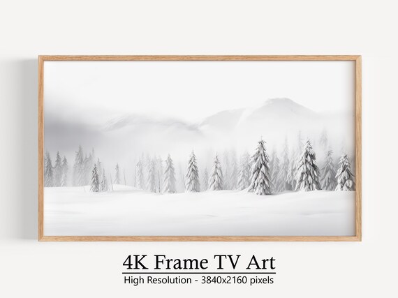 Christmas Frame Tv Art, Samsung Frame Tv Art, Snowy Trees Art, Winter Scene, Snowy Landscape Art, Snow Pine Trees, 4K TV Frame Art