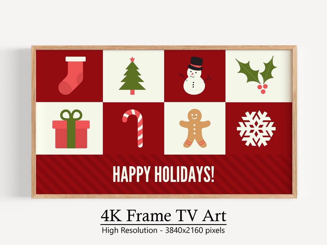 Happy Holidays Wallpaper Samsung Frame TV Art 4K TV Art Fun Etsy